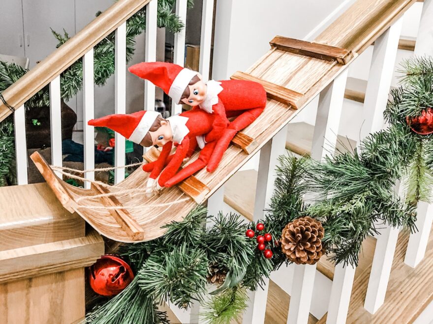 Elf on the Shelf Ideas for Home Sledding Square Mom Envy