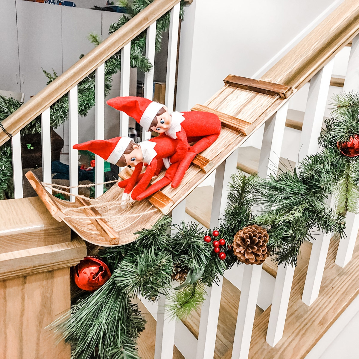 Elf on the Shelf Ideas for Home Sledding Square Mom Envy