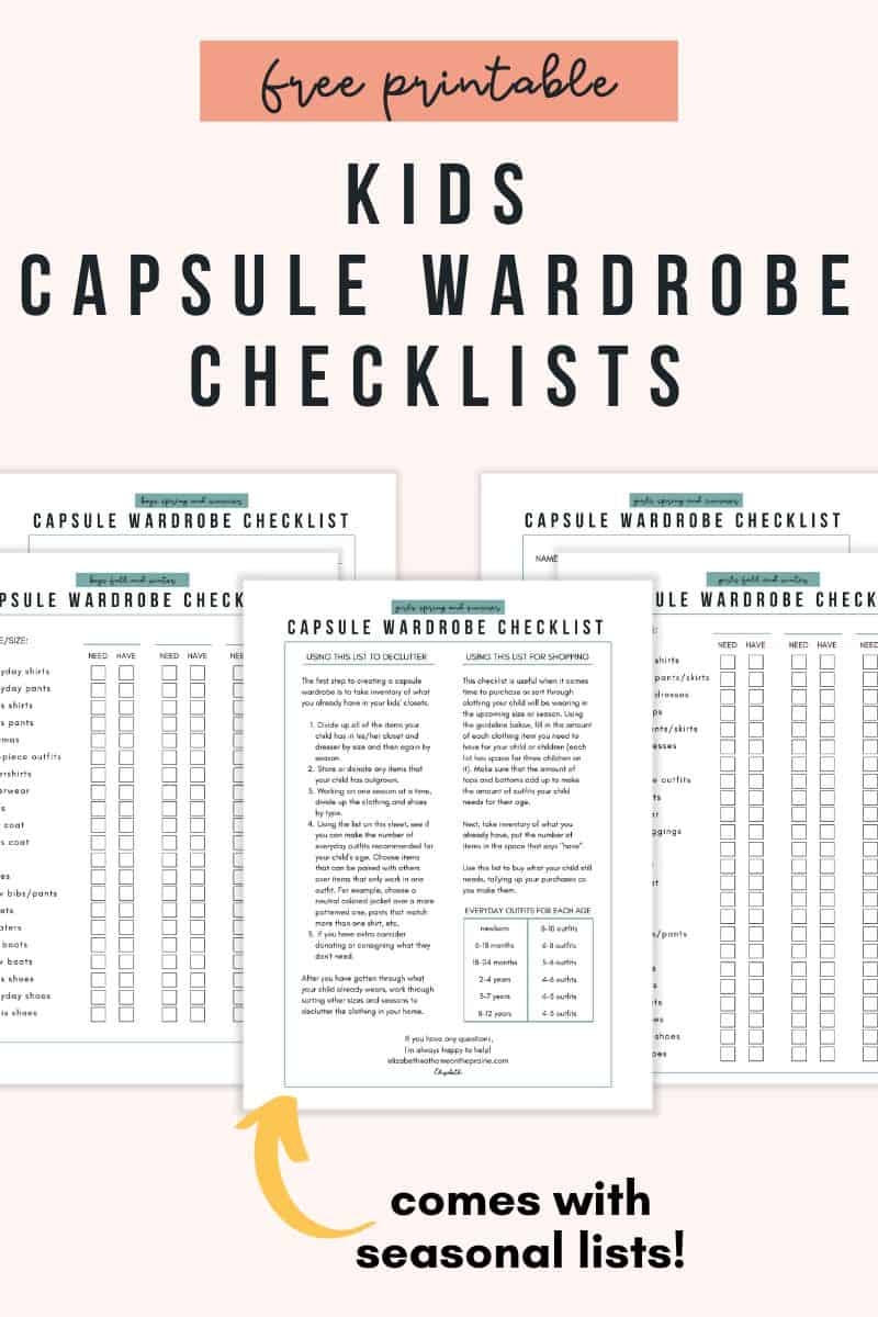 Fall And Winter Capsule Wardrobe For Kids Free Checklist 