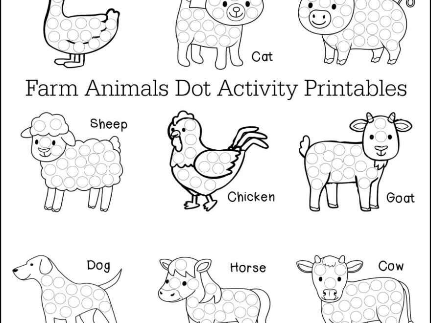 Farm Animals Dot Activity Printables The Resourceful Mama