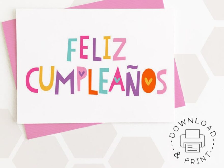 Feliz Cumplea os Happy Birthday Printable Card Spanish Card Instant Download PDF Card Template Etsy Hong Kong