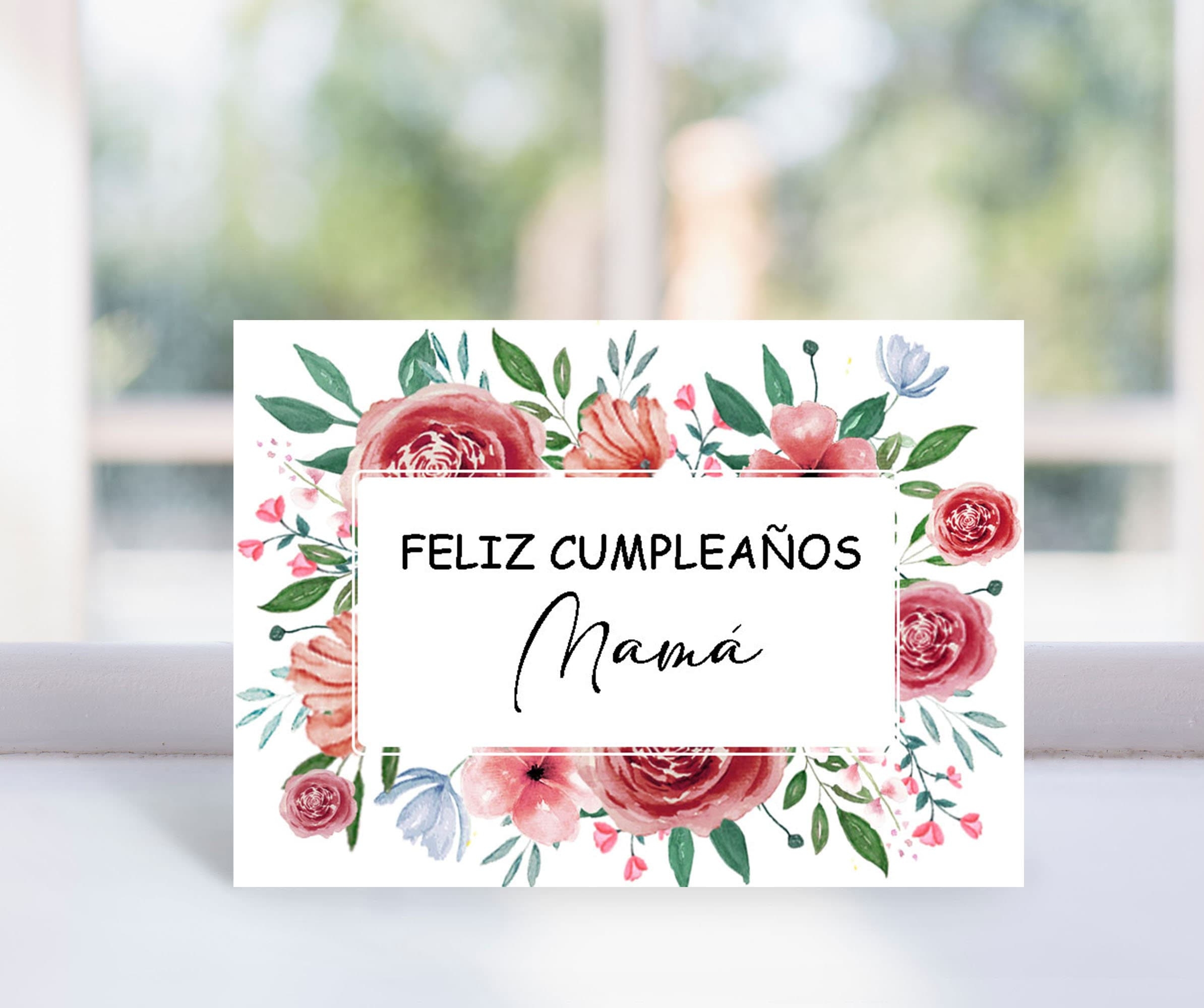 Feliz Cumplea os Printable Birthday Card For Mom In Spanish Birthday Card Watercolor Floral Spanish Mother Card 5x7 Greeting Card Etsy Canada