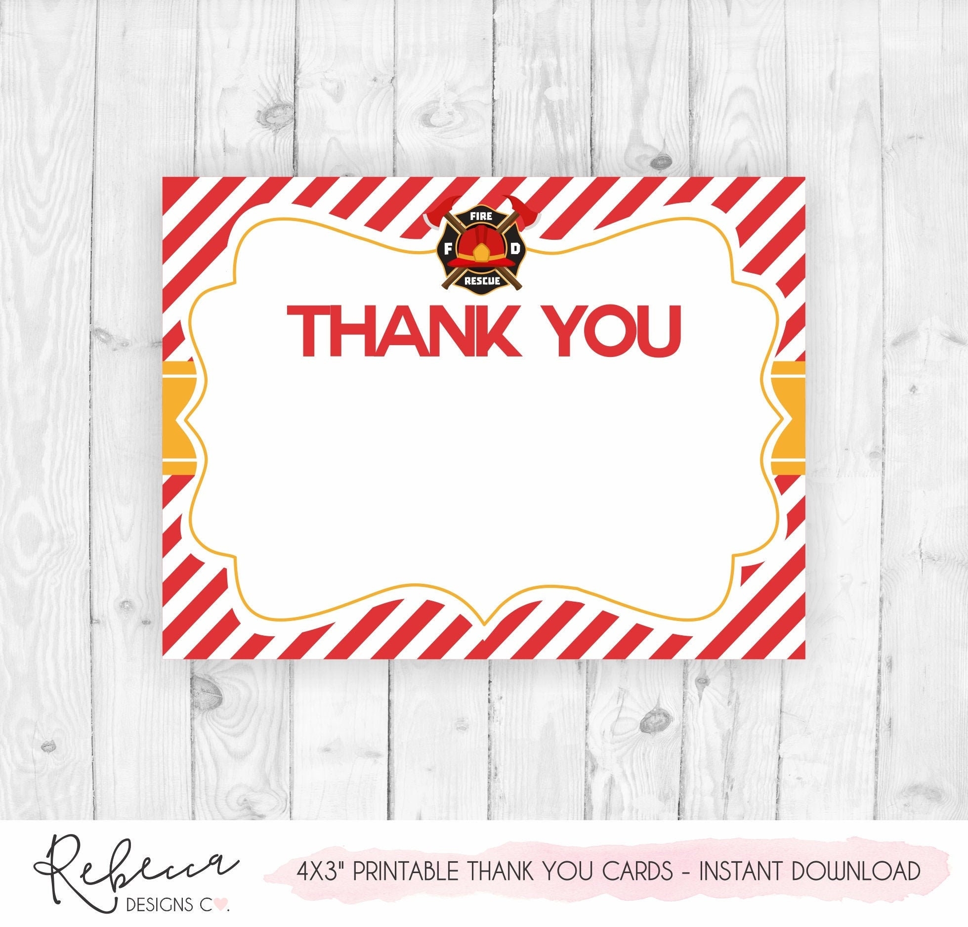 Printable Firefighter Thank You Cards