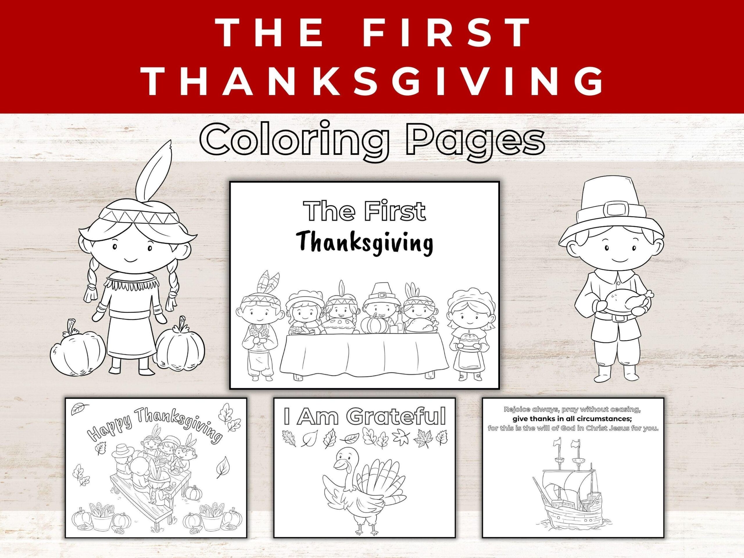 The First Thanksgiving Printable Color Sheets