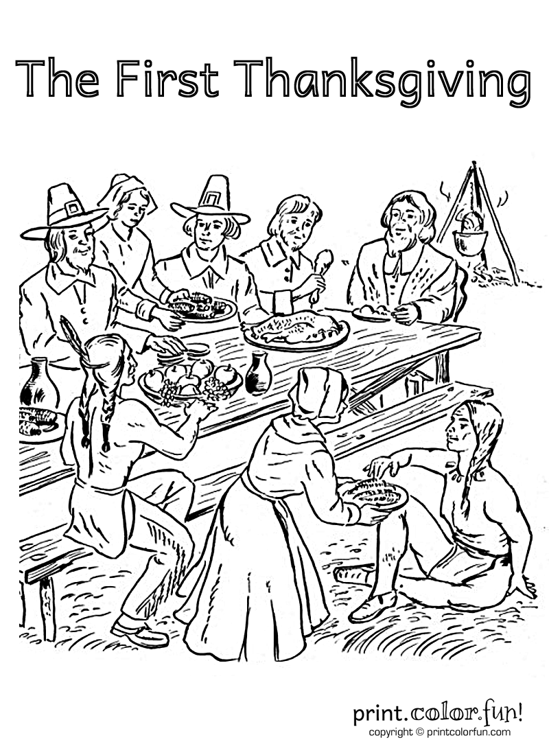First Thanksgiving Thanksgiving Coloring Pages For Adults