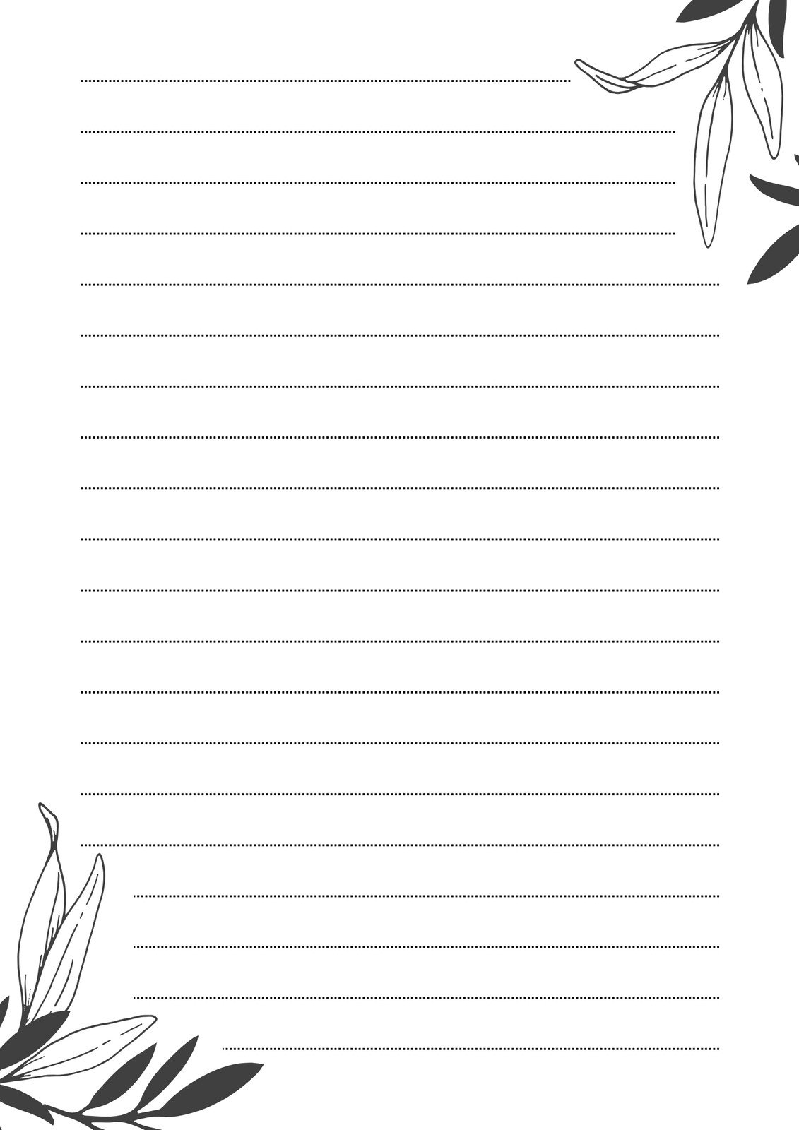 Printable Lined Stationery Black And White