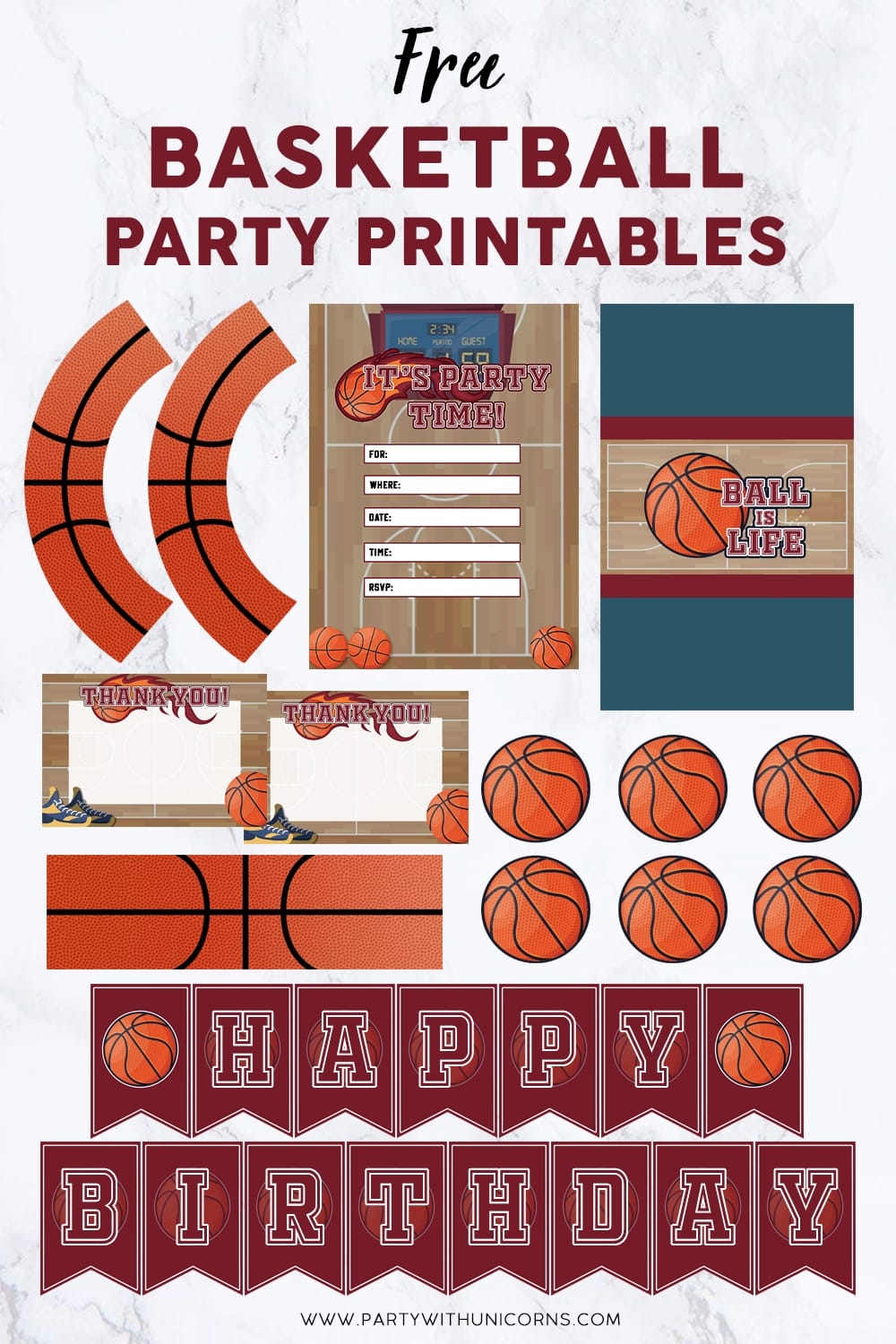Free Basketball Party Printables Party With Unicorns