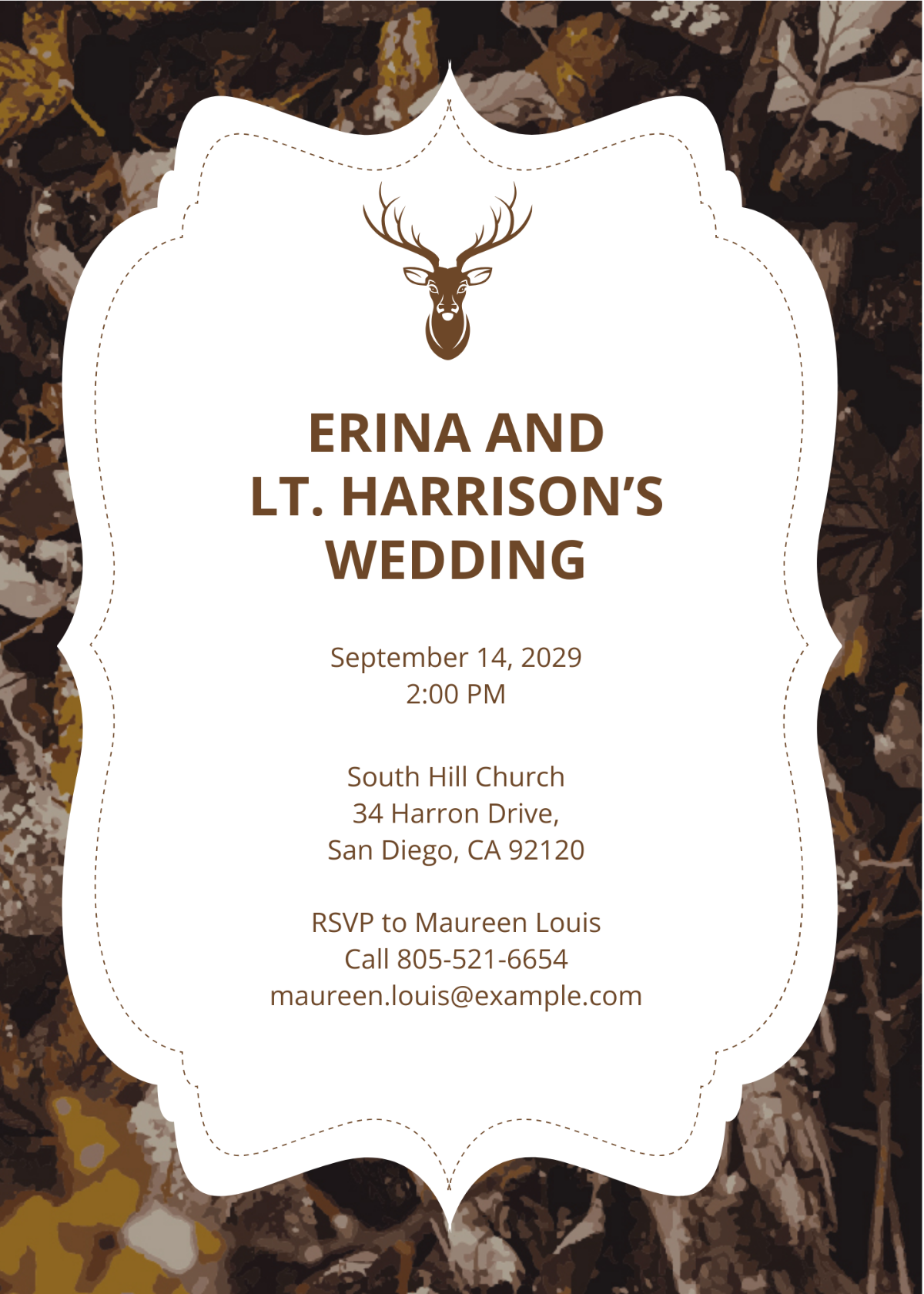 Free Camo Wedding Invitation Template To Edit Online