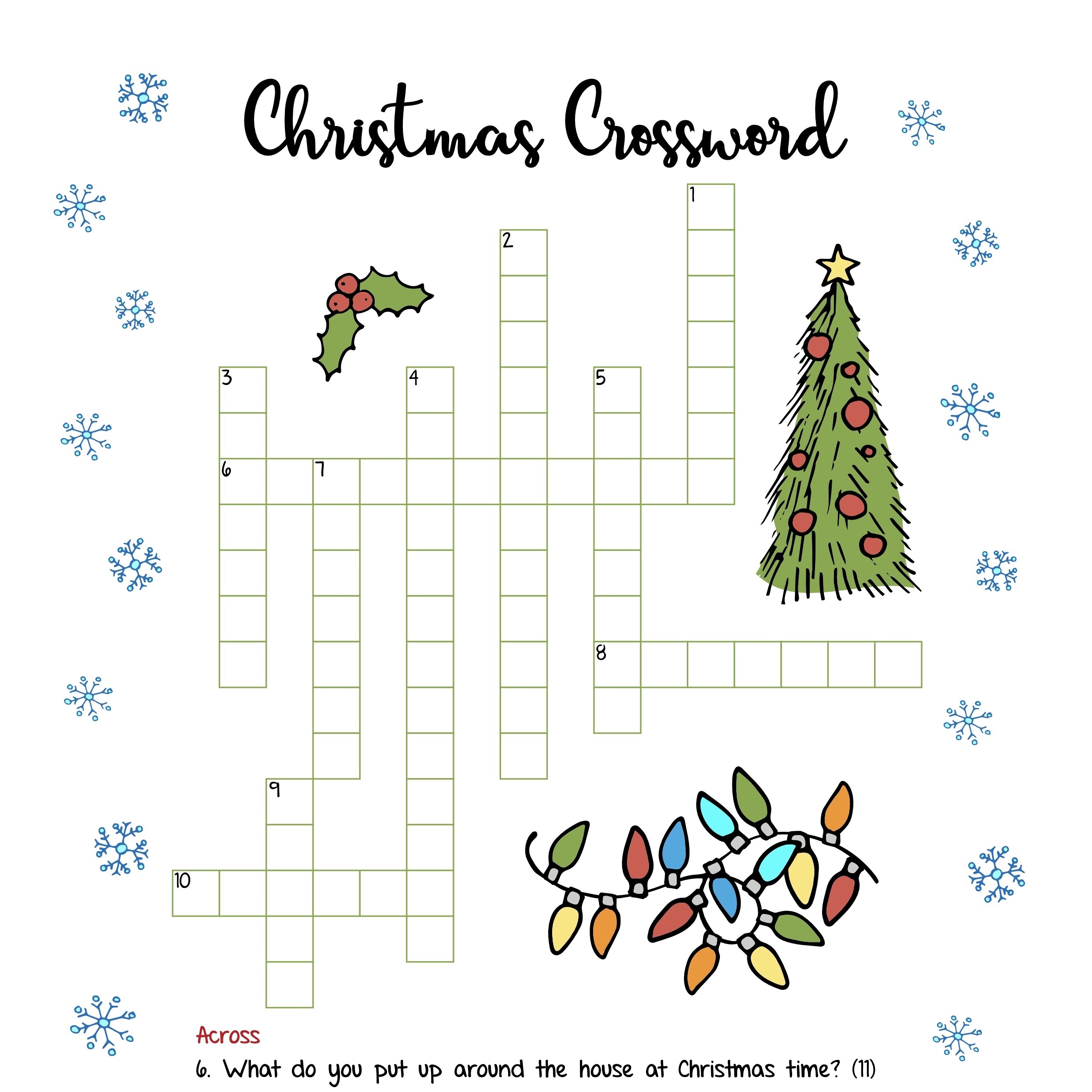 Christmas Crossword Puzzle Printable Free