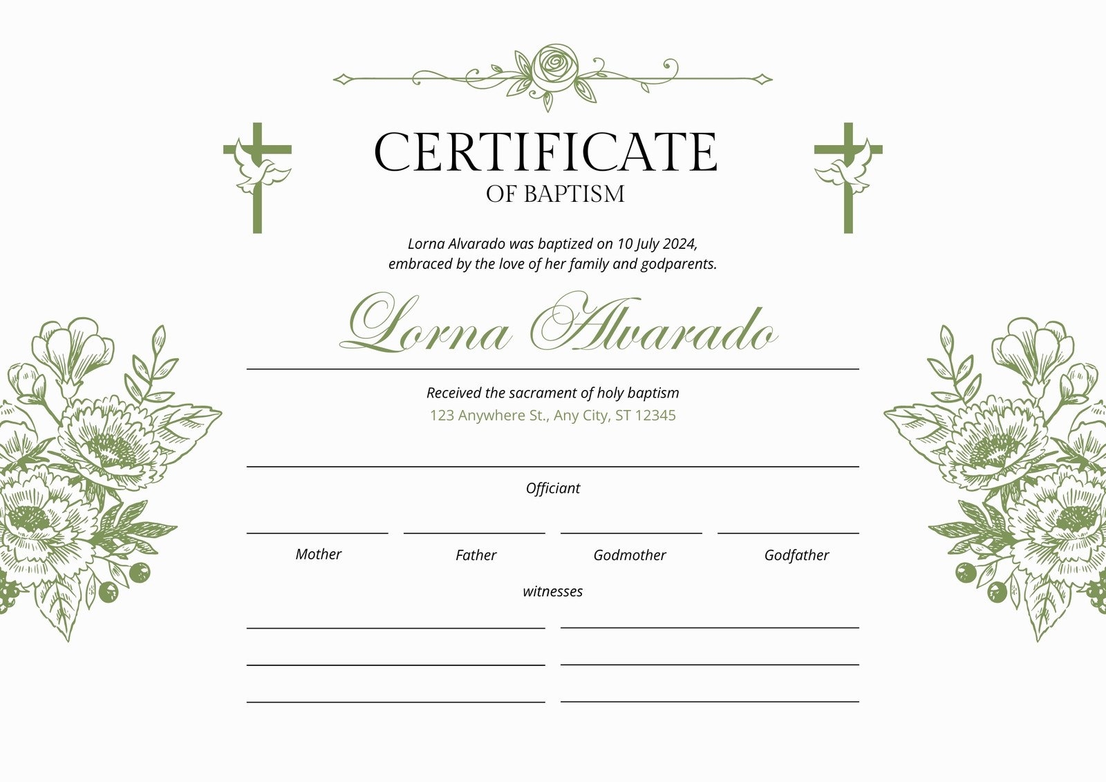 Free Printable Christening Certificate With Godparents
