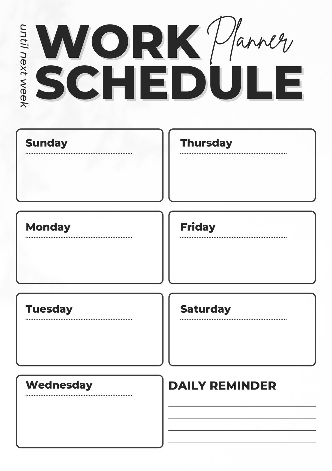 Free Printable Work Schedule Stickers