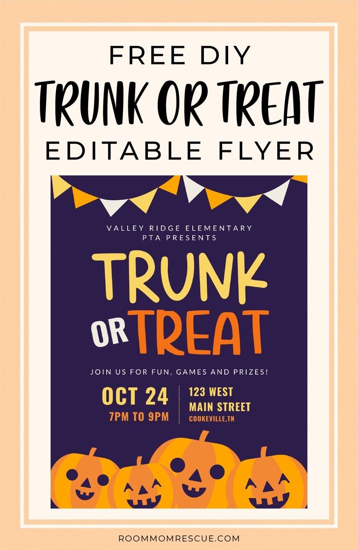 FREE Easy to Edit Trunk Or Treat Flyer Free Printable 