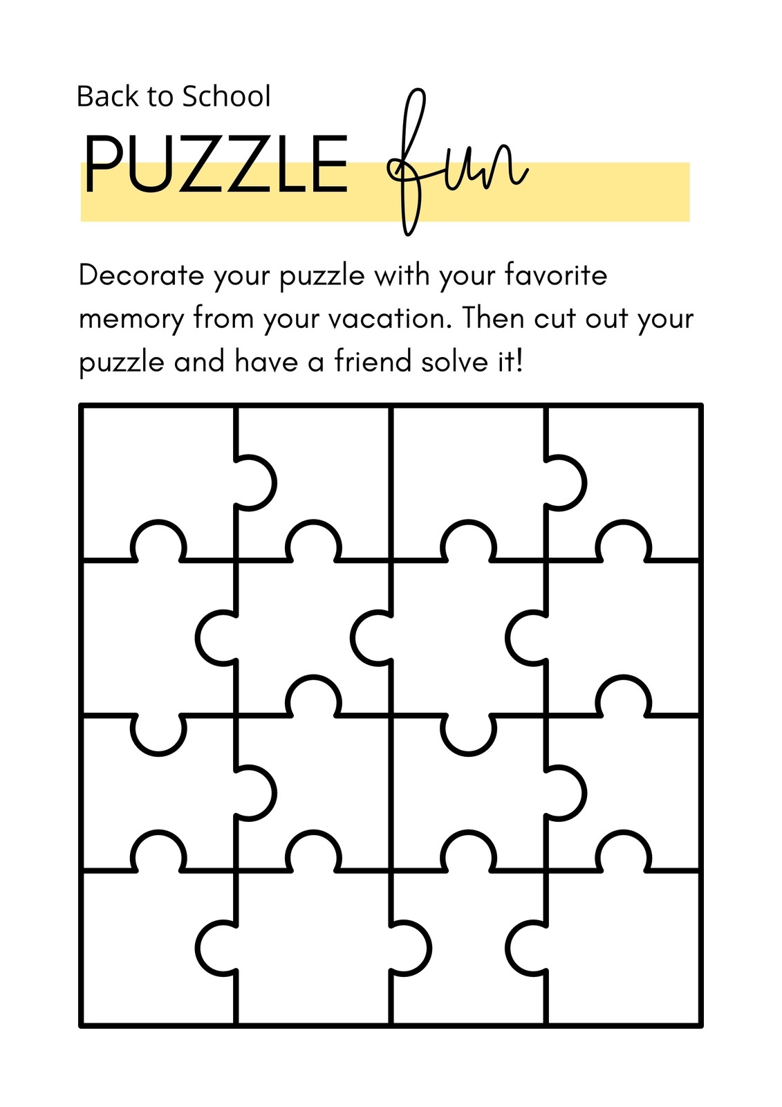Free Editable Puzzle Templates Canva Worksheets Library