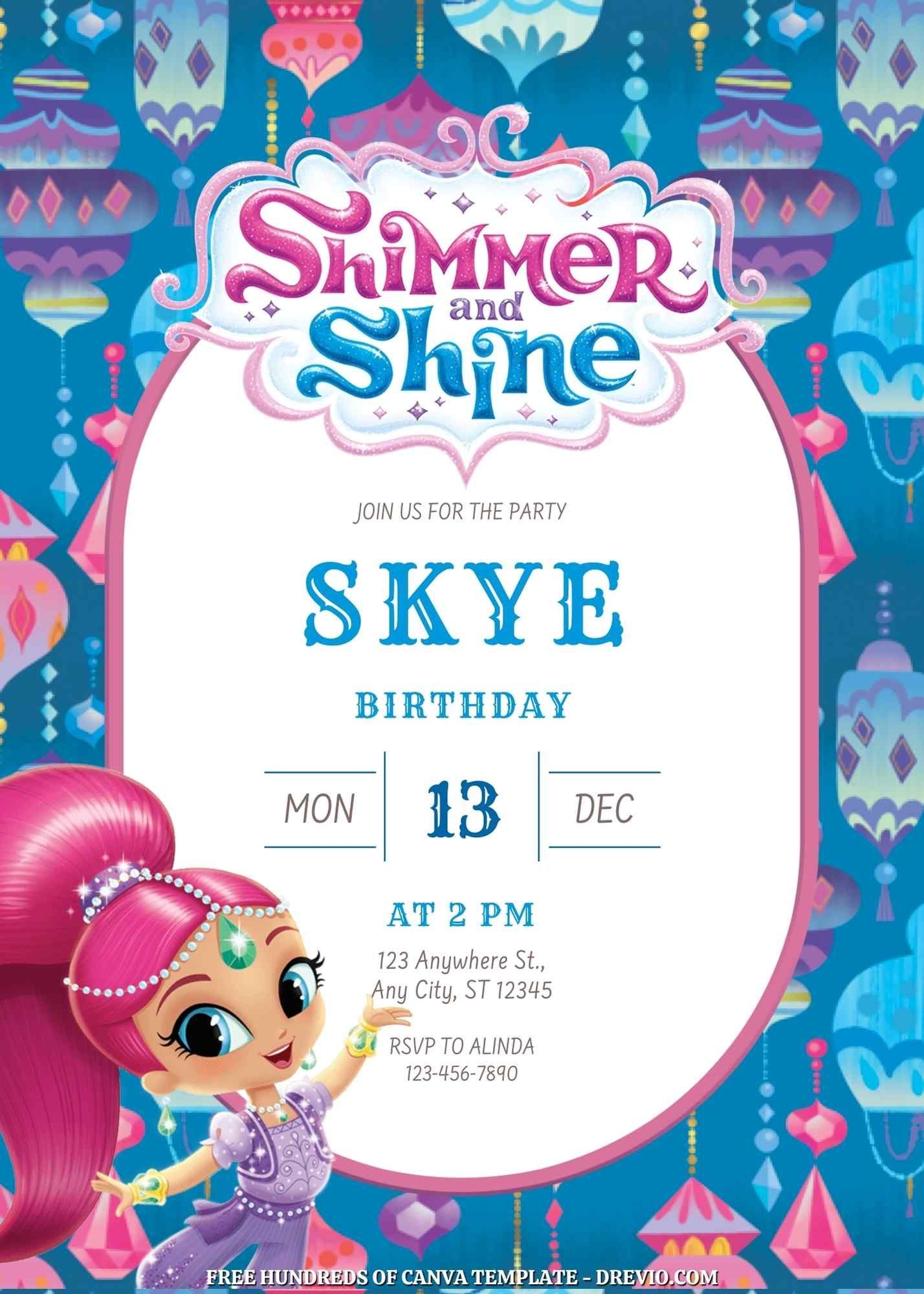 Free Shimmer And Shine Printables Invitations