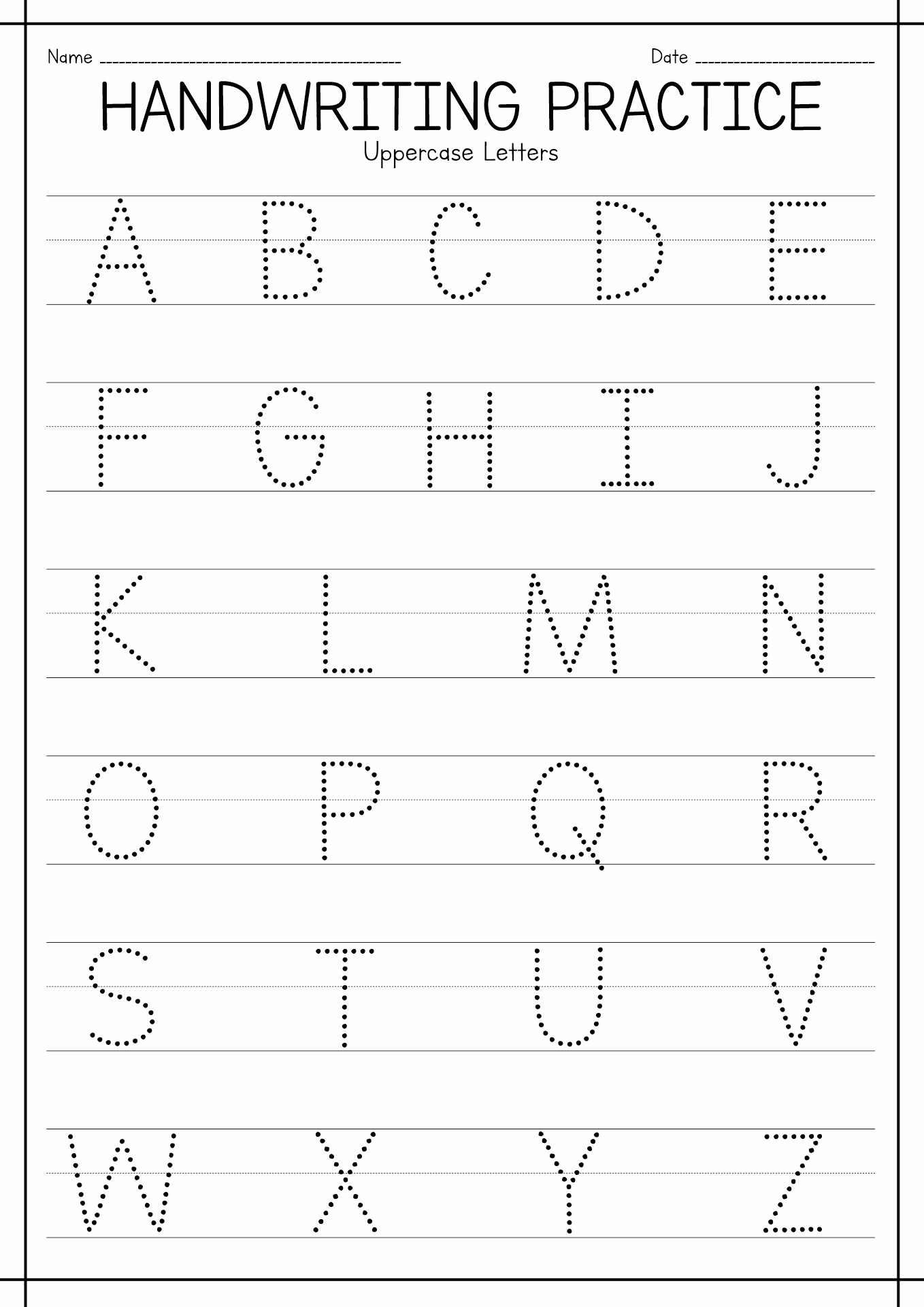 Free Printable Handwriting Worksheets For Kindergarten