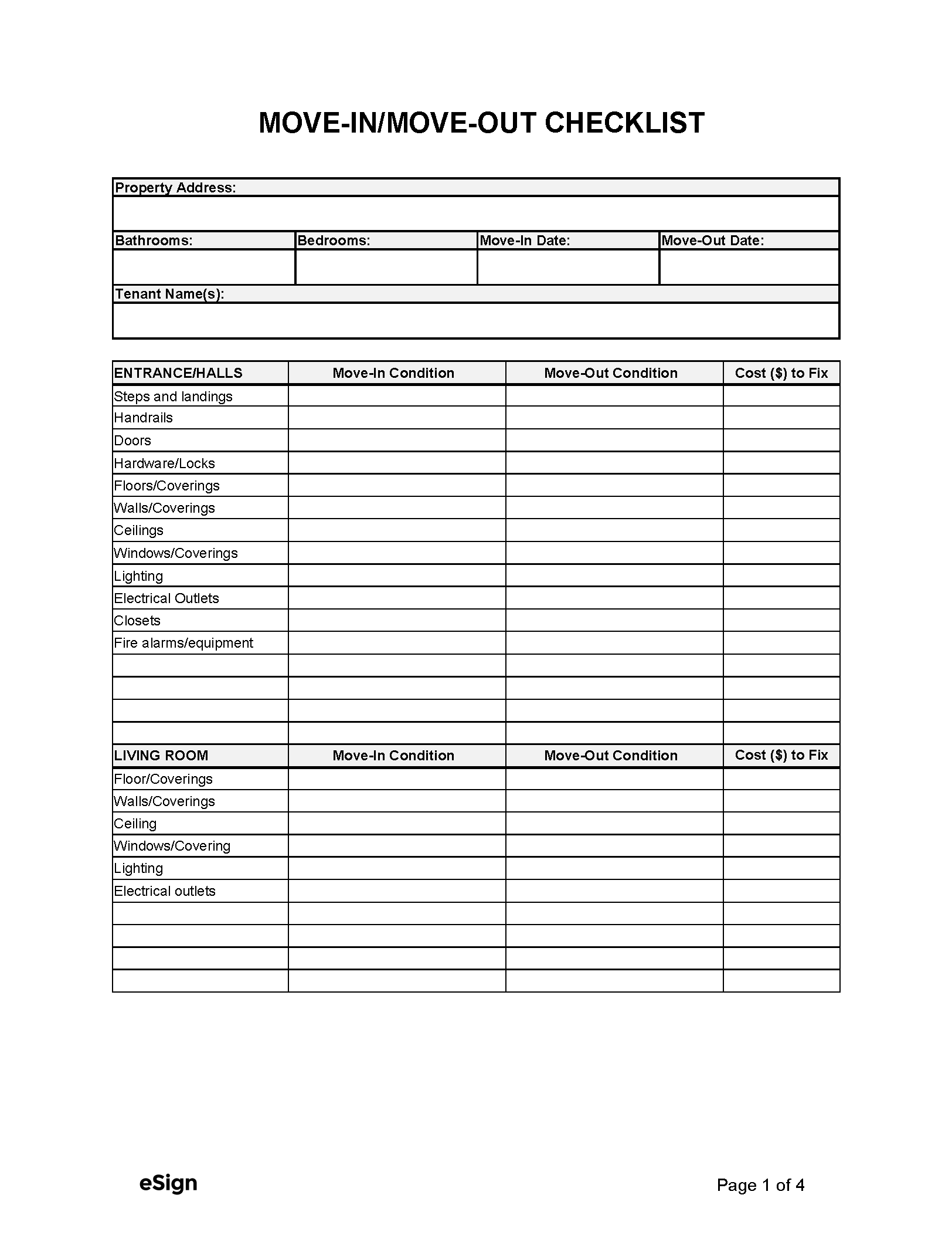 Printable Rental Inspection Checklist Free