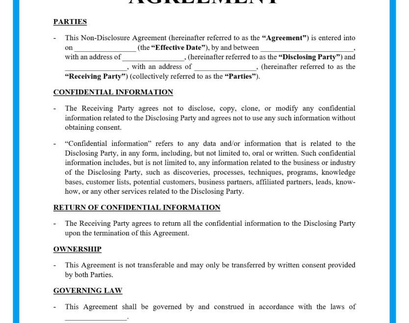 Free Non Disclosure Agreement Template Document