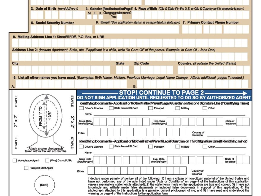 Free Passport Application Form DS 11 Apply For A New Passport PDF EForms
