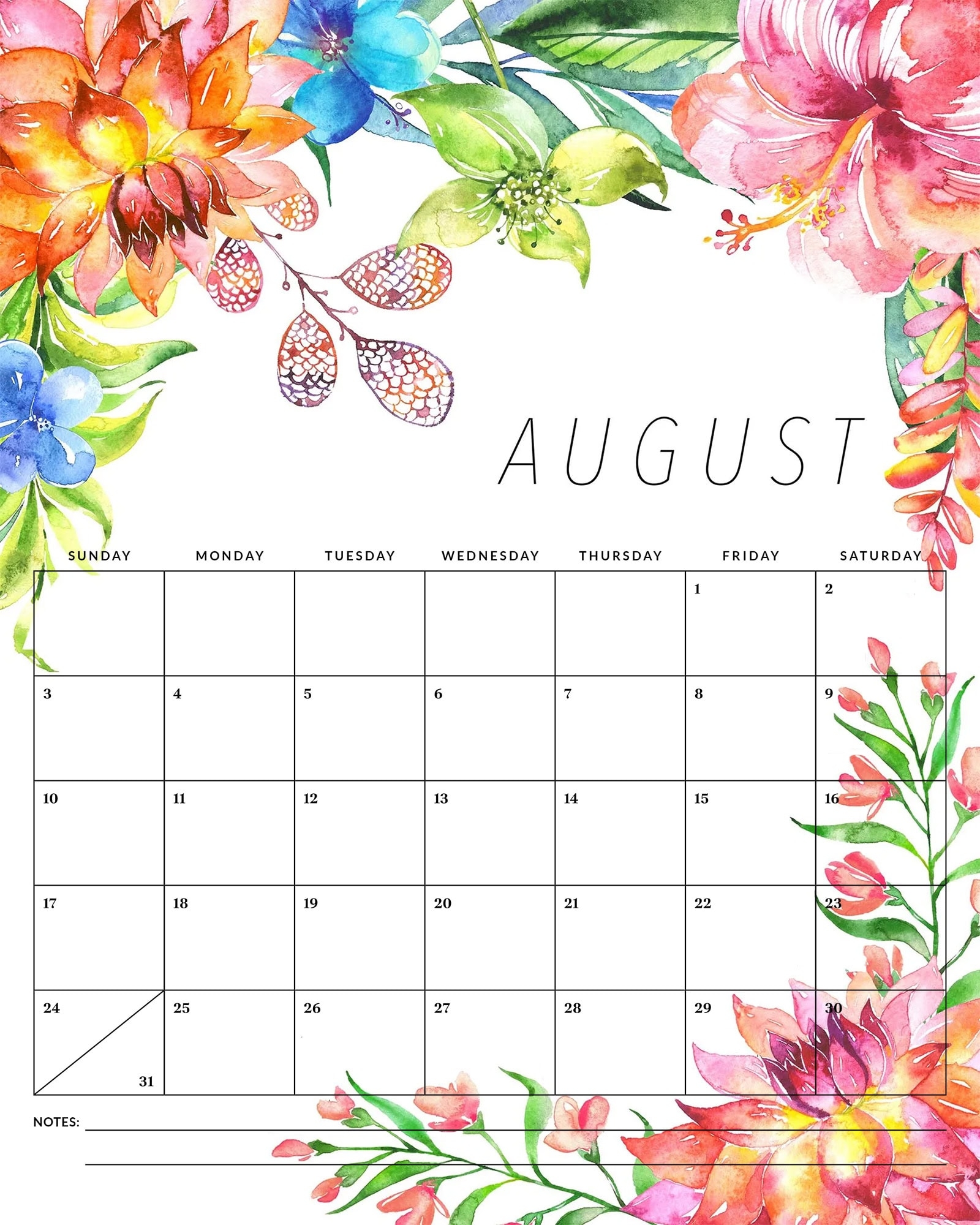 Free Printable Floral 2025 Calenders