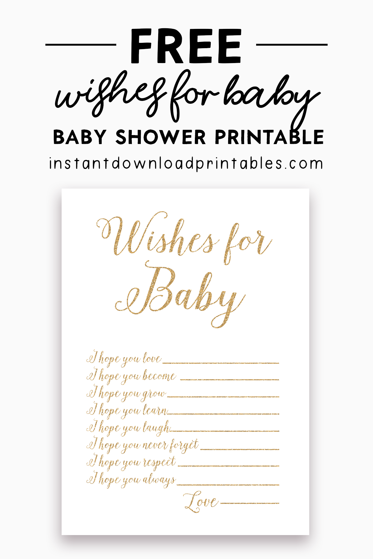 Free Printable Baby Shower White Gold Glitter Activity Wishes For Baby Instant Download Instant Download Printables