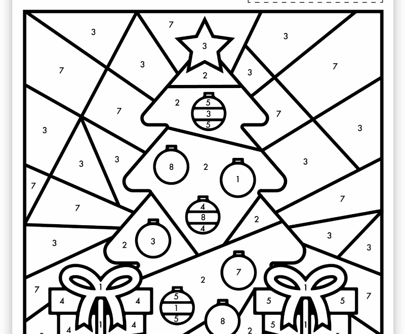 Free Printable Christmas Color By Number Worksheet Pjs And Paint