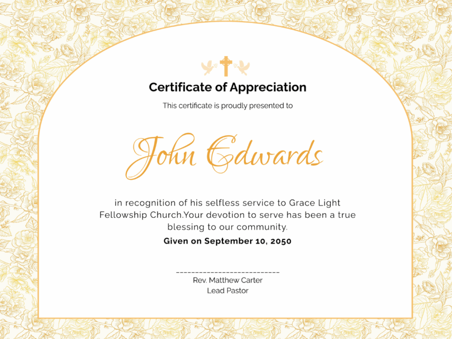 Free Printable Church Certificate Templates To Customize Online