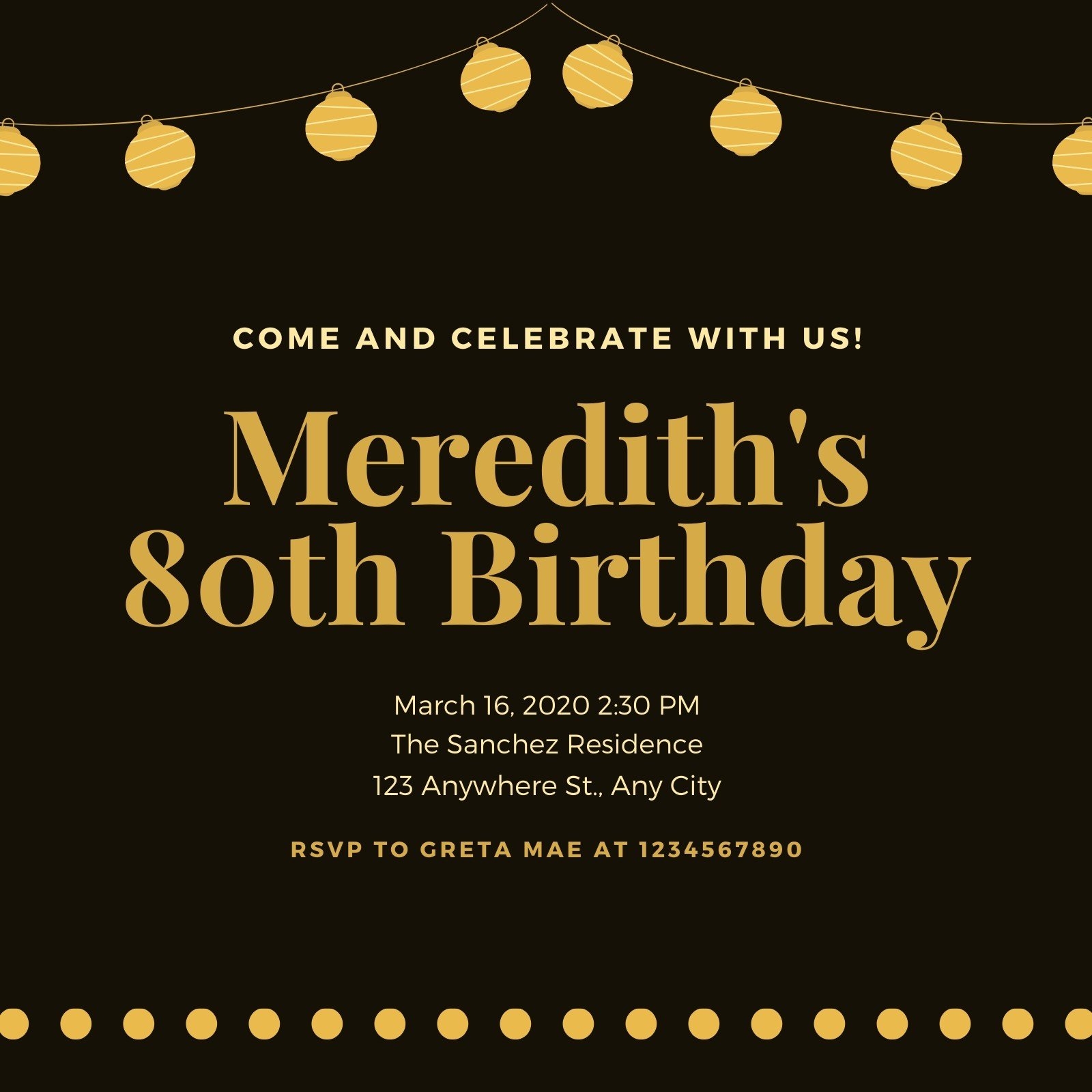 Free Printable Custom 80th Birthday Invitation Templates Canva