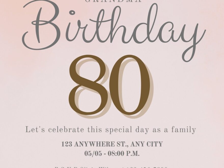 Free Printable Custom 80th Birthday Invitation Templates Canva
