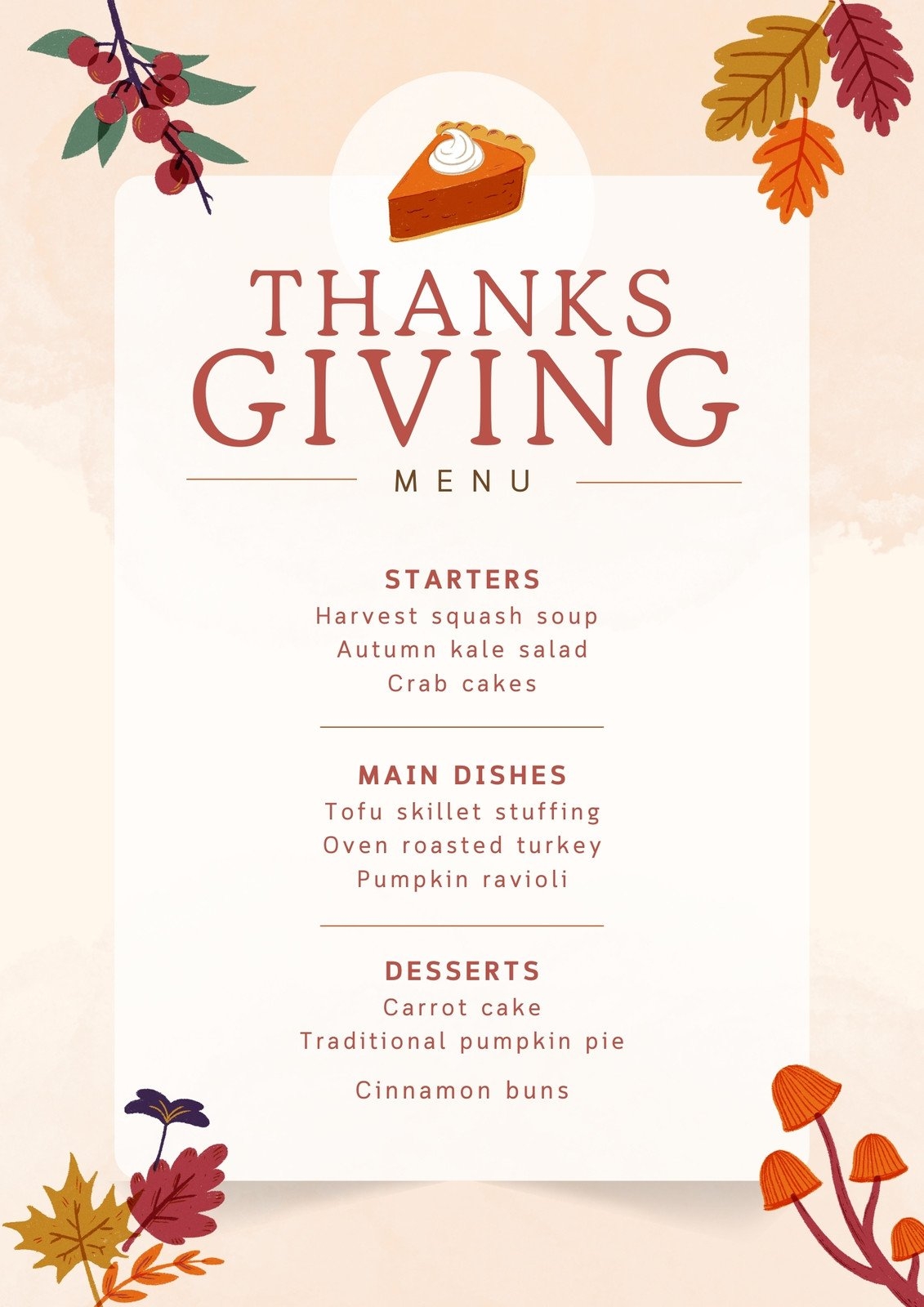 Free Printable Customizable Thanksgiving Menu Templates Canva