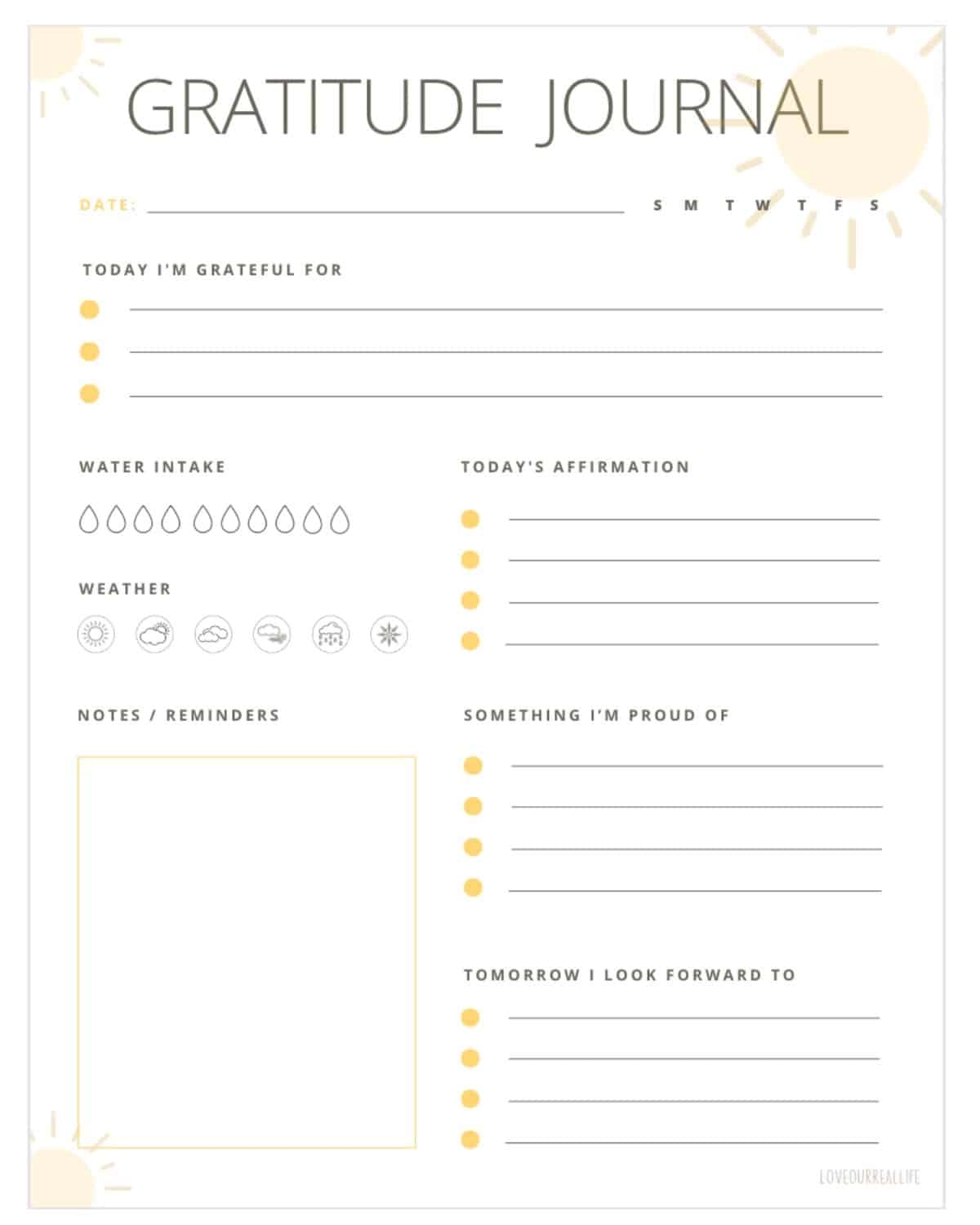 Free Printable Gratitude Journal Prompts