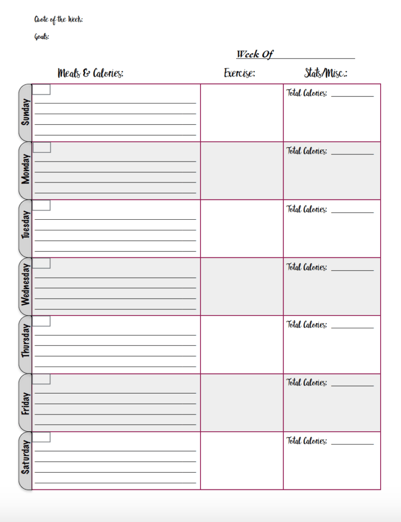 Free Printable Food Journal Printable Party Favors