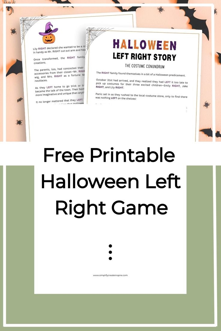 Free Printable Halloween Left Right Game