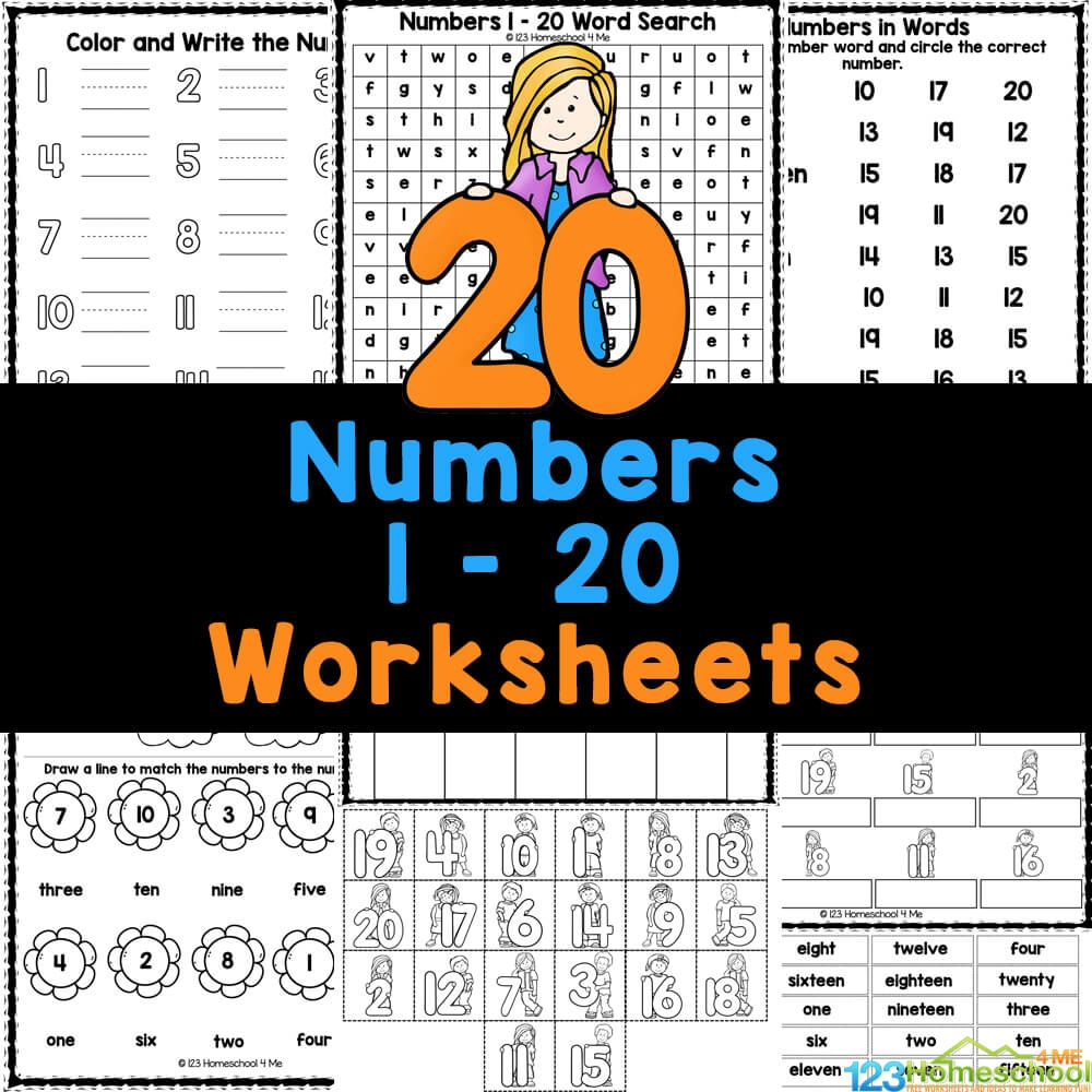 Free Printable Counting Worksheets 1-20