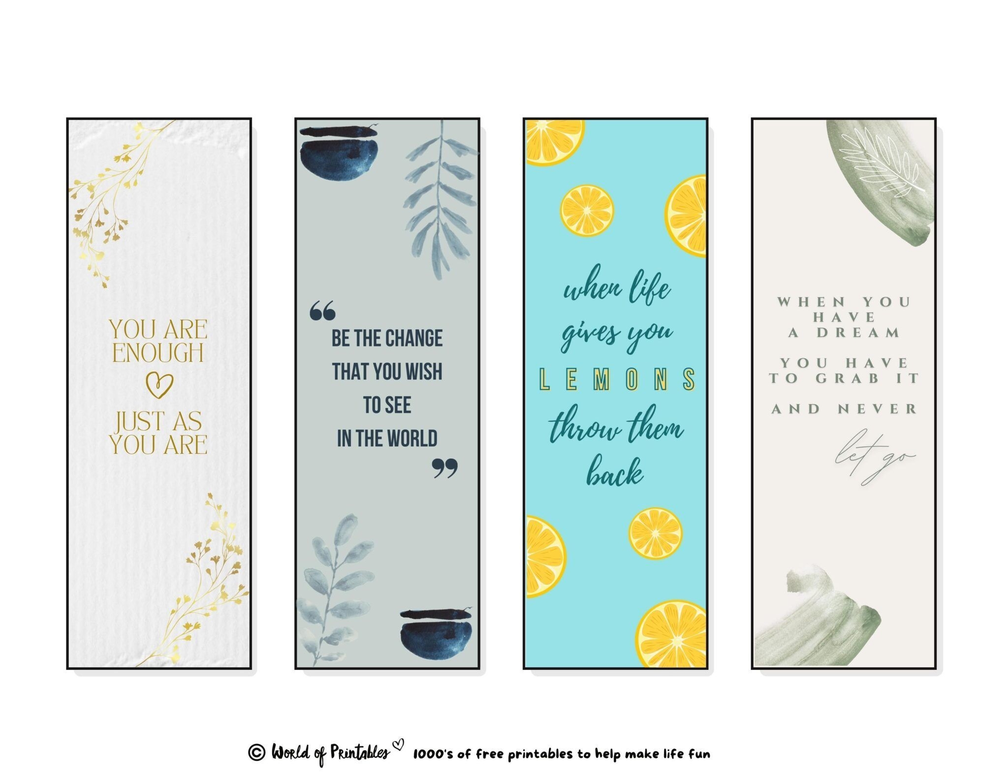 Free Printable Positive And Motivational Quote Bookmarks