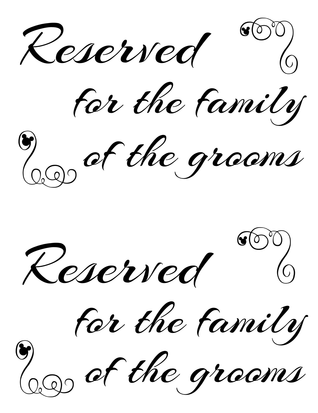 Free Printable Reserved Seating Signs For Your Wedding Ceremony Free Printable Reserved Seating Signs For Your Wedding Ceremony