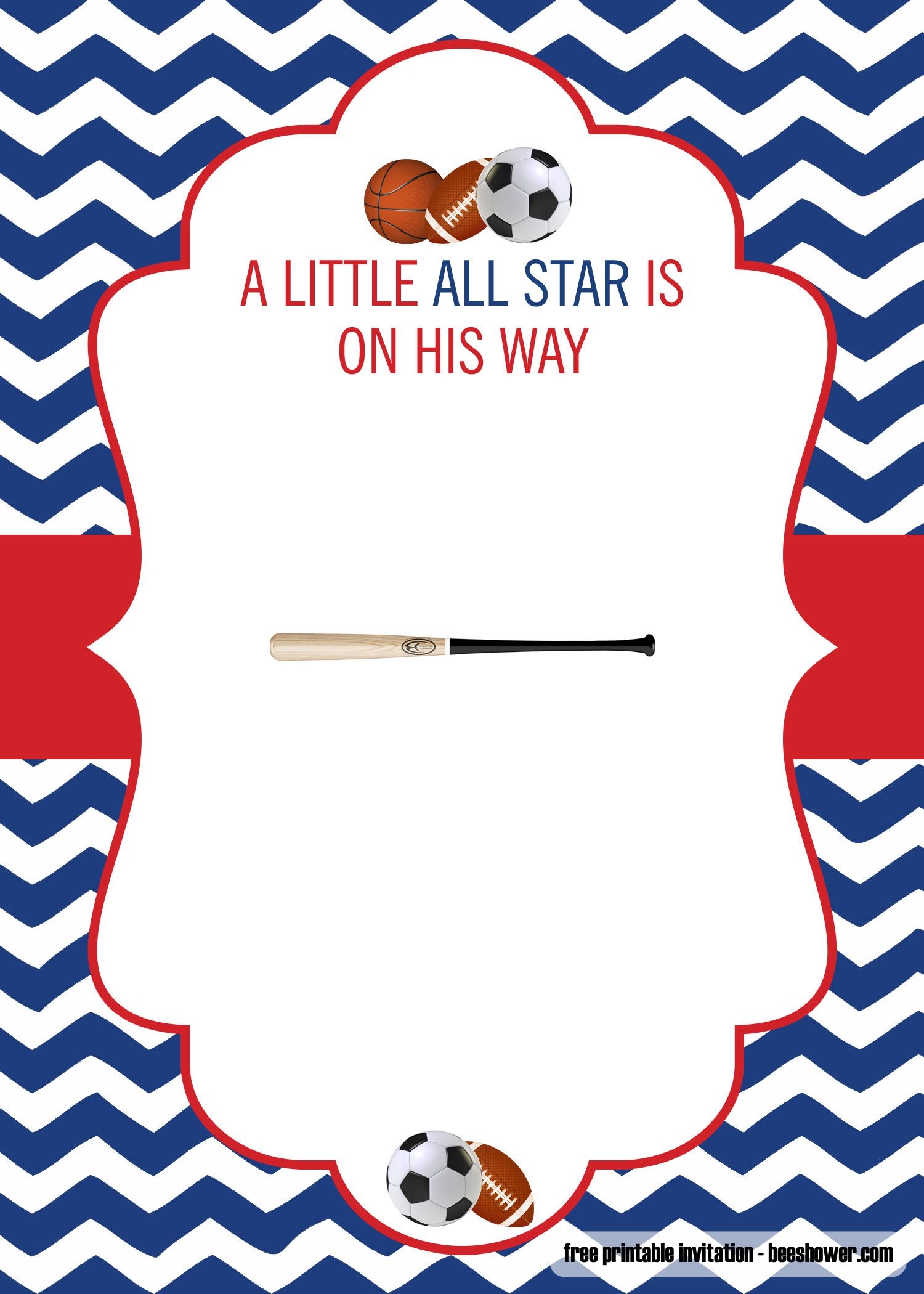 Free Printable Sports Themed Baby Online Shower Invitations