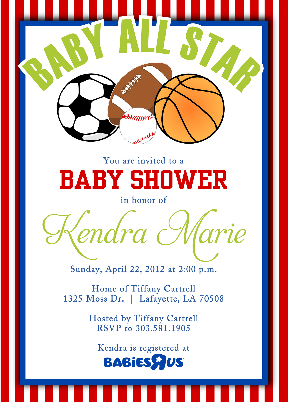 Free Printable Sports Themed Baby Online Shower Invitations