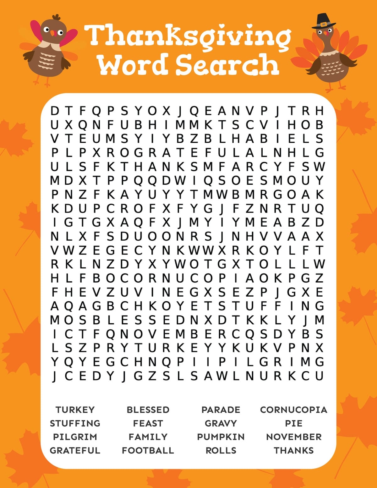 Thanksgiving Word Games Free Printable