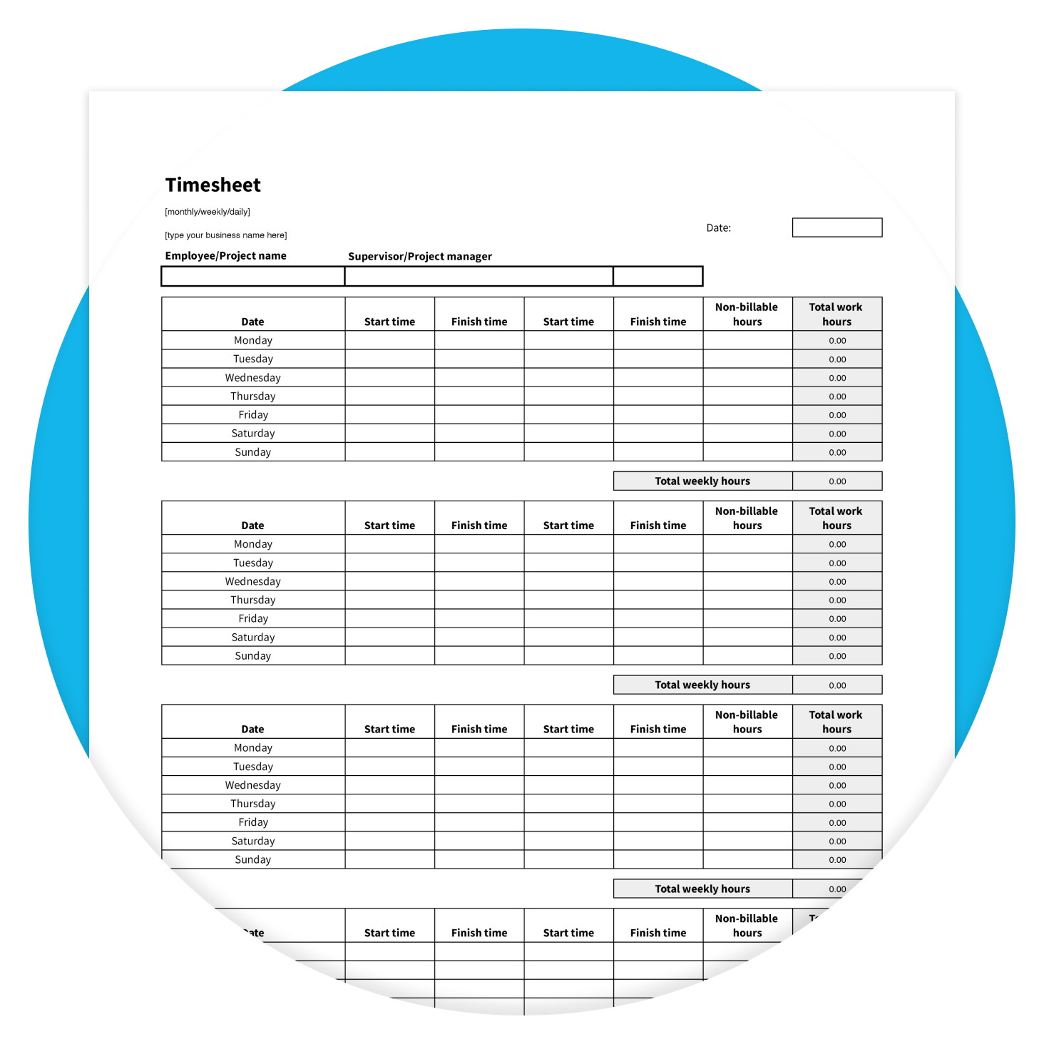 Daily Timesheet Template Free Printable