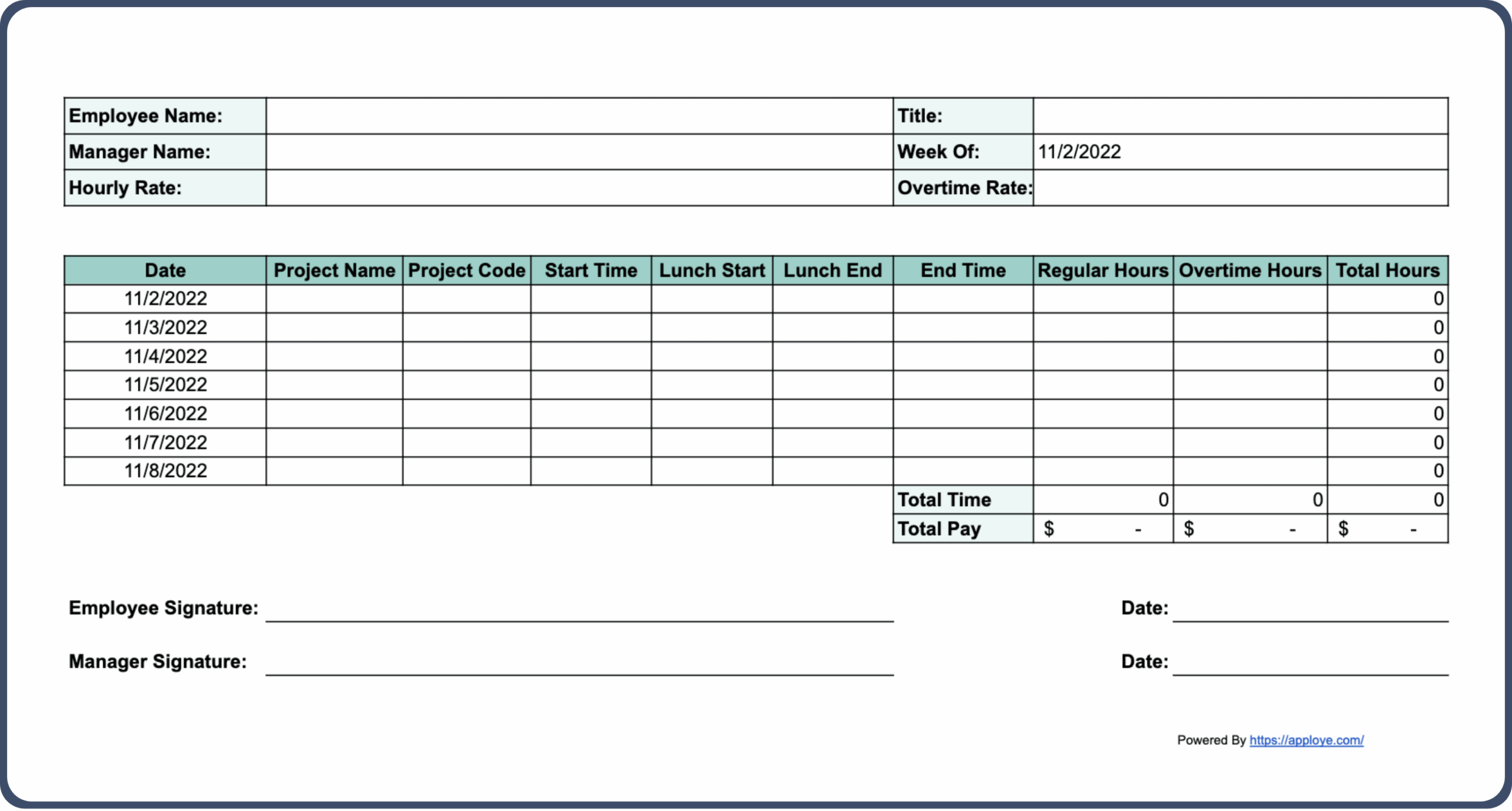 Free Printable Timesheet Templates Excel Word PDF 
