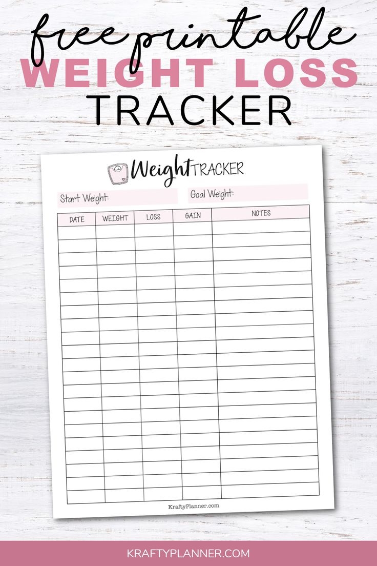 Free Printable Weight Loss Tracker Krafty Planner