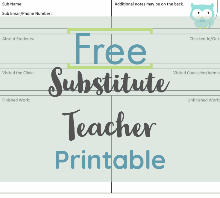 Free Substitute Teacher Printable Belle Antiquarian