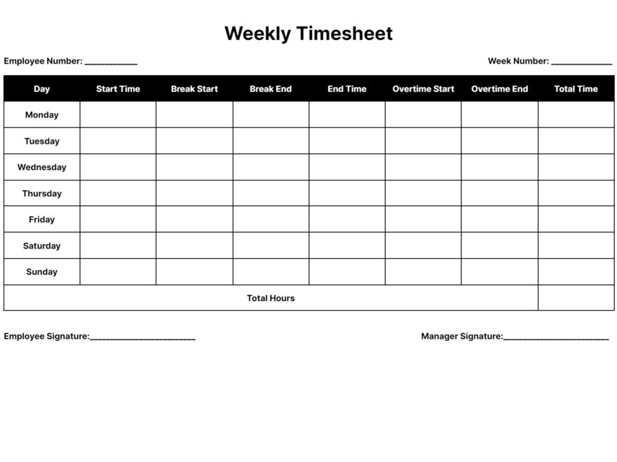Free Timesheet Templates Download Daily Weekly And Monthly Time Sheets