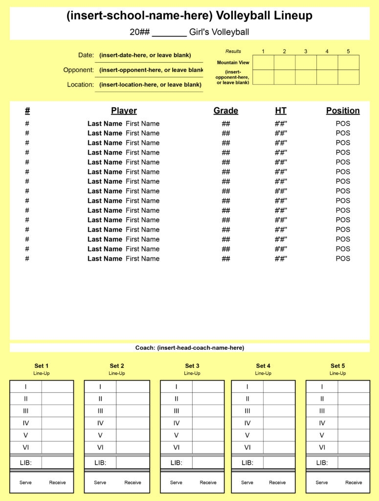 Free Volleyball Lineup Sheet Templates And Tips