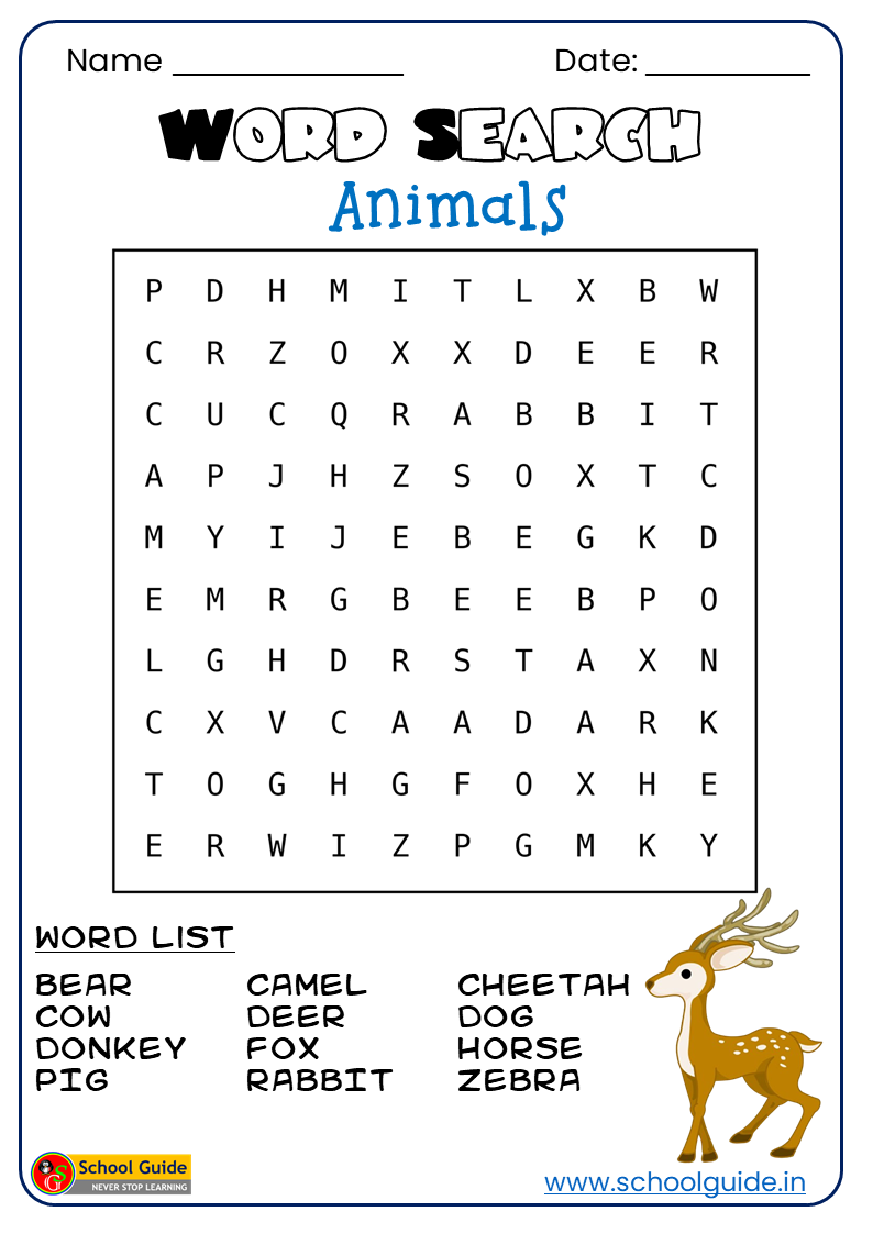 Free Printable Childrens Word Search Puzzles