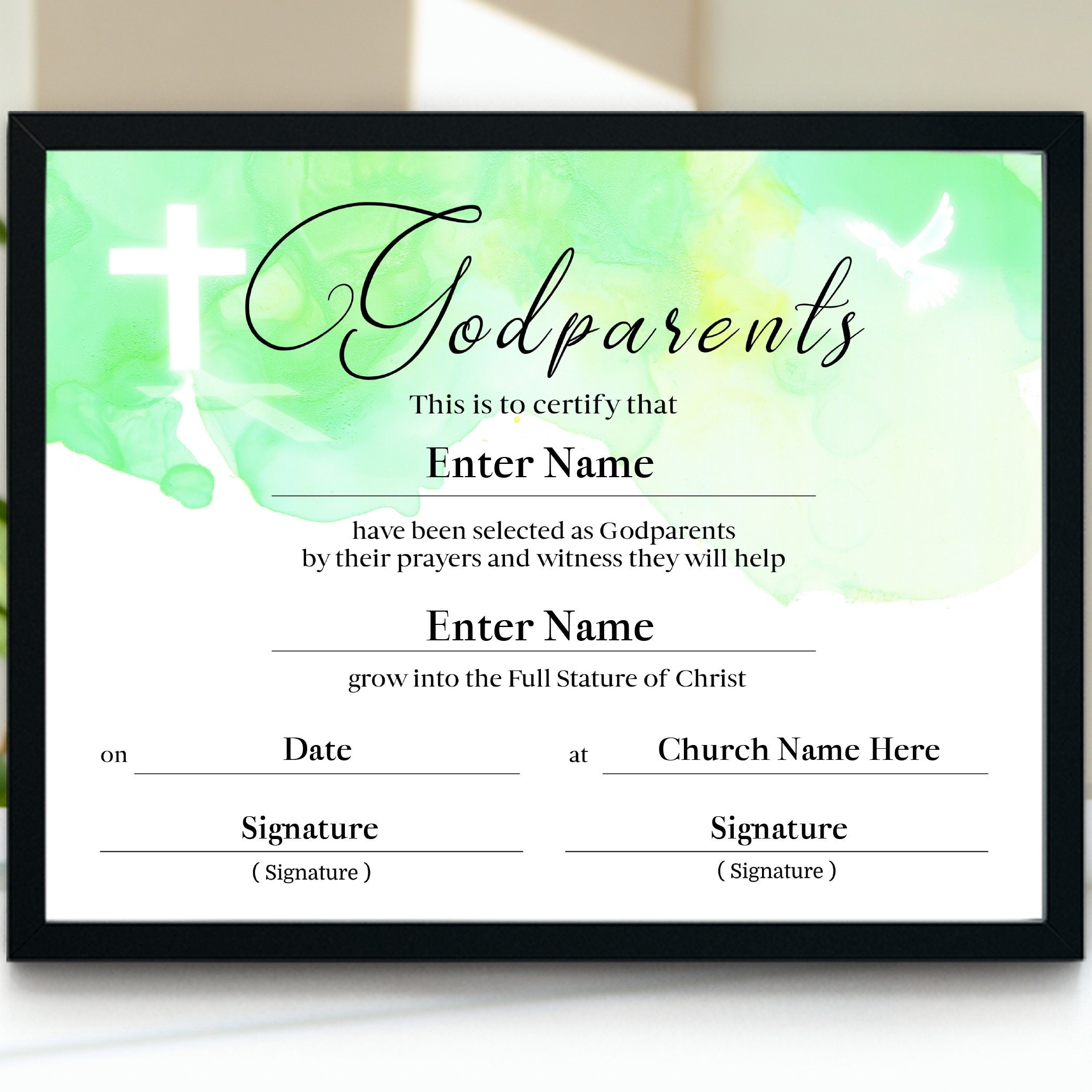 Godparents Certificate Template 11x8 5 Baptism Certificate Download PDF PPT Editable Godparents Certificate Godparents Prints Church Etsy