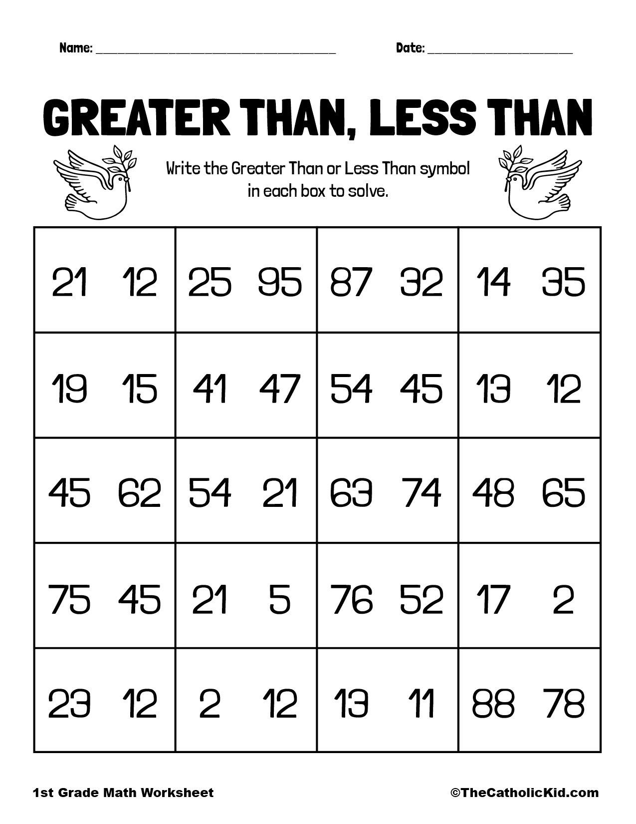 Free Printable Greater Than Less Than Worksheets