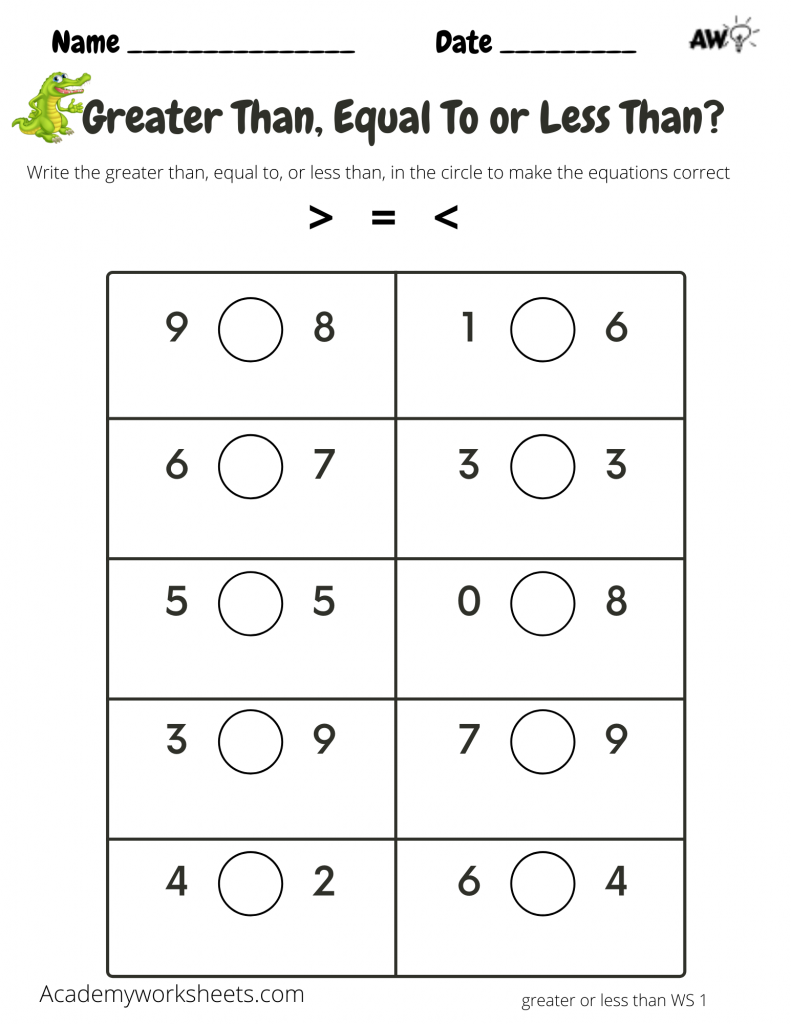 Greater Than And Less Than Worksheet Practice Comparing Numbers