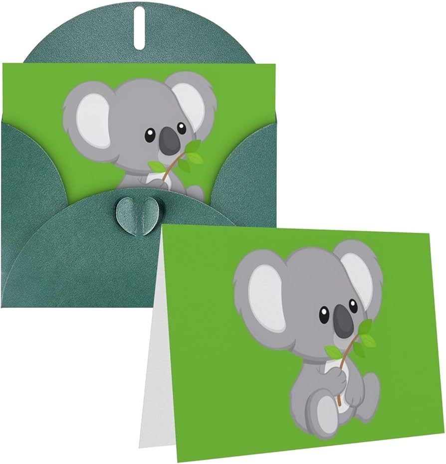 Green Leaf Koala Print Greeting Cards Blank Cards With Envelopes Funny Thank You Cards Happy Birthday Card For All Occasions Birthday Thank You Wedding 4x6 Amazon de Stationery Office Supplies