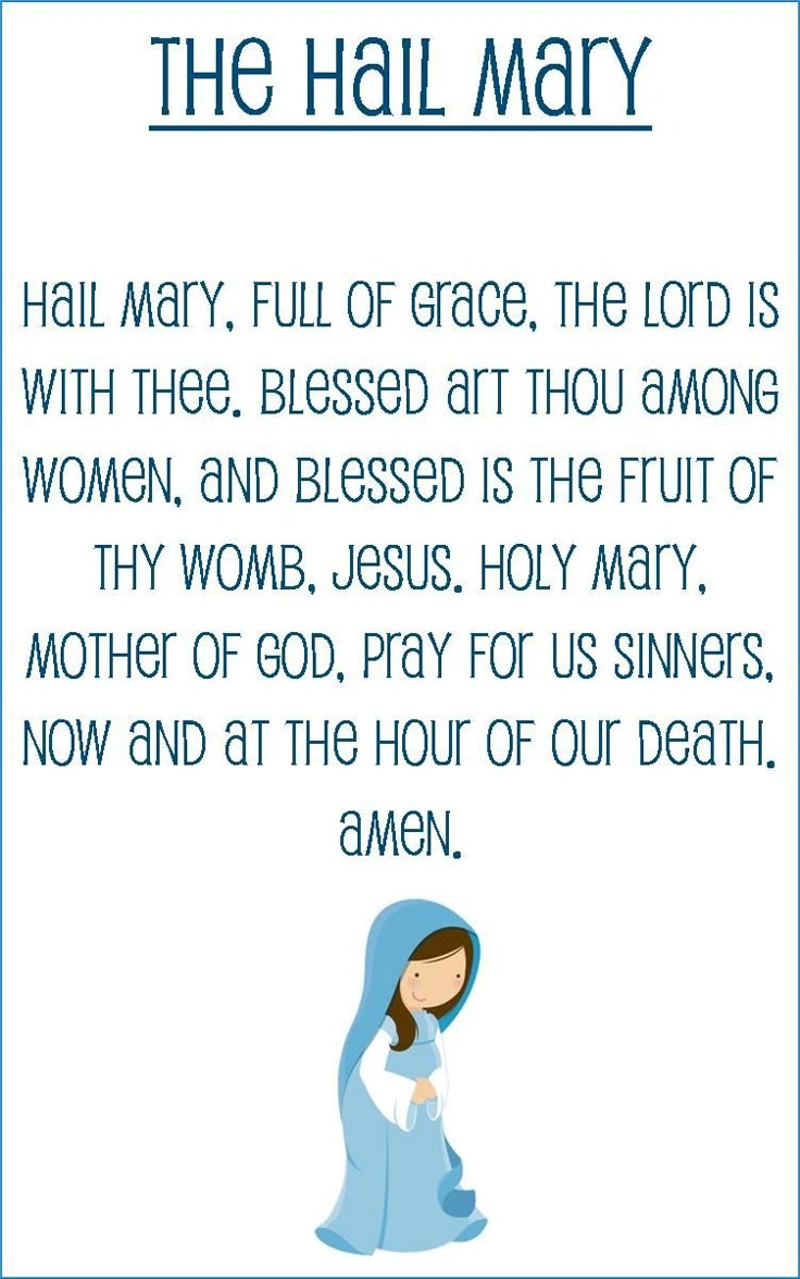 Hail Mary Prayer Card For Kids half Sheet Size 
